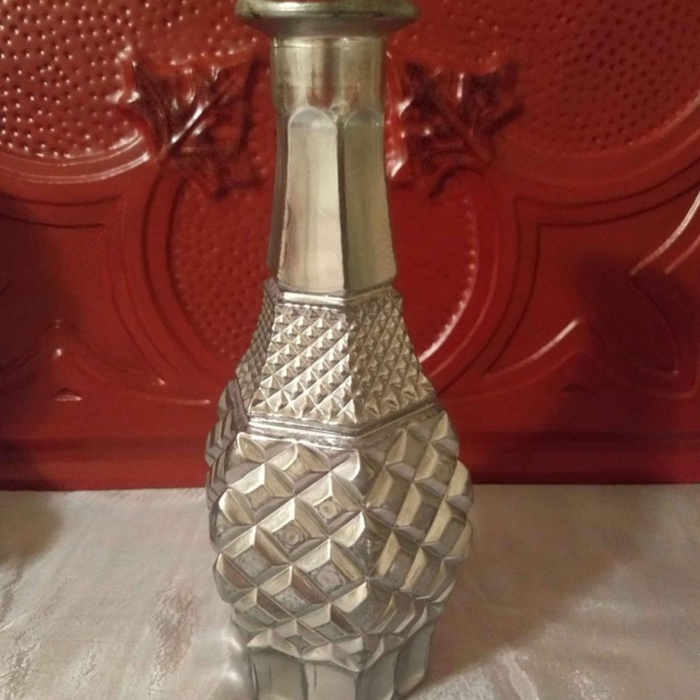 Absolutely Gorgeous Tall Silver Genie Bottle/Vase. Fantastic Details.